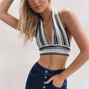 Halter knit cropped top